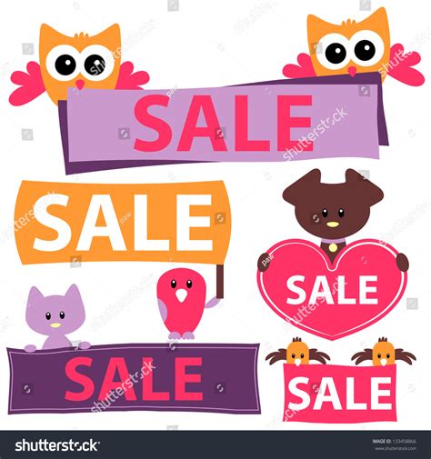 Various Sale Signs Cute Animals Stock Vector (Royalty Free) 133458866 ...