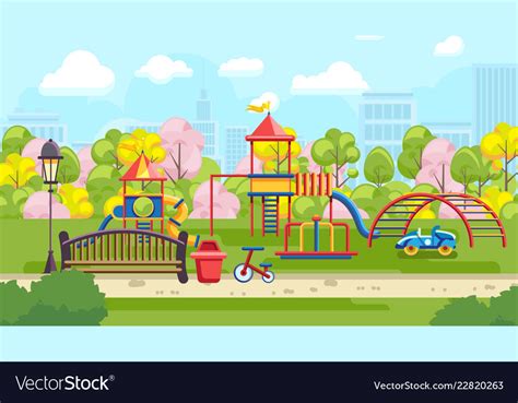 Bright playground in park Royalty Free Vector Image