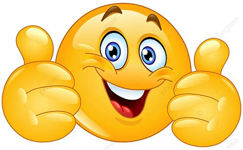 Thumbs Up Emoji Clipart Hd PNG, Happy Emoji Emoticon Showing Double ...