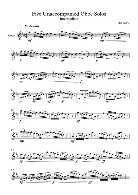 Five Unaccompanied Oboe Solos - Intermediate Sheet Music | Phil Rawle ...