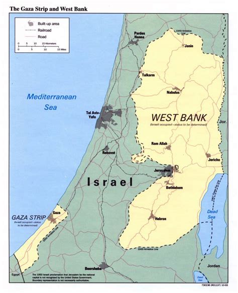 Detailed political map of the Gaza Strip and West Bank - 1993 | Gaza ...