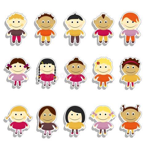 Kids Sticker Set Vector Illustration. Emoji Portraits Stock Vector ...