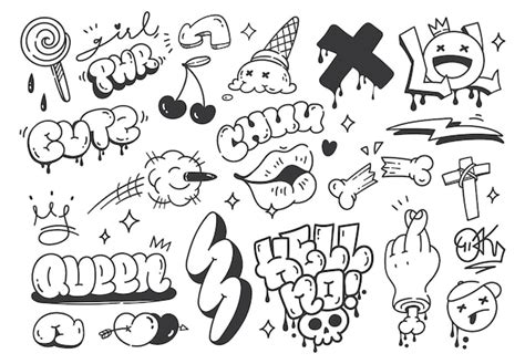 Premium Vector | Set of hand drawn graffiti doodle vector illustration