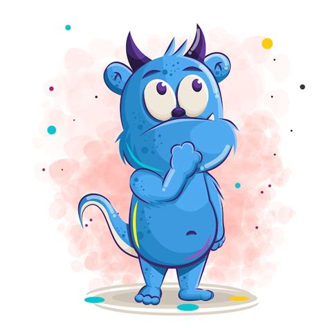 Premium Vector | Cute blue monster cartoon, illustration.