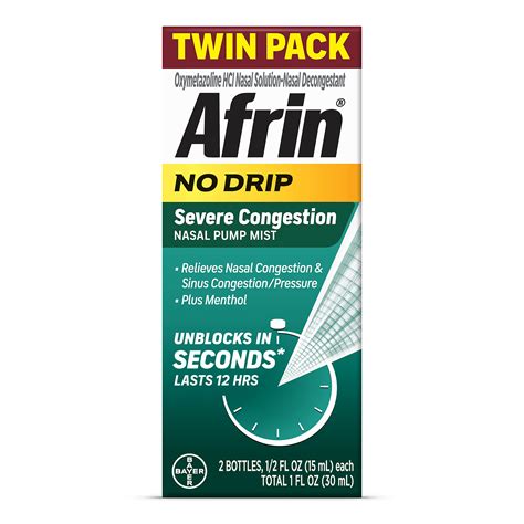 Buy AfrinNo Drip Severe Congestion Maximum Strength Nasal Spray - 12 ...