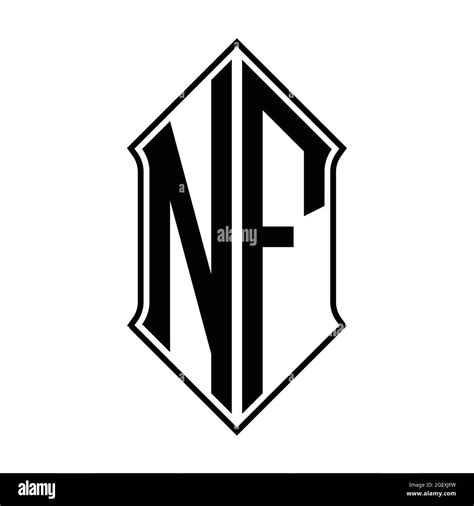 NF Logo monogram with shieldshape and black outline design template ...