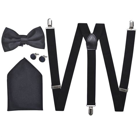 Men's Black Tie/Tuxedo Accessories Braces & Bow Tie Set Black