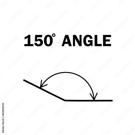 150 degree angle. Geometric mathematical angle with arrow vector icon ...