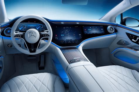 The interior of the electric Mercedes Benz EQS sedan