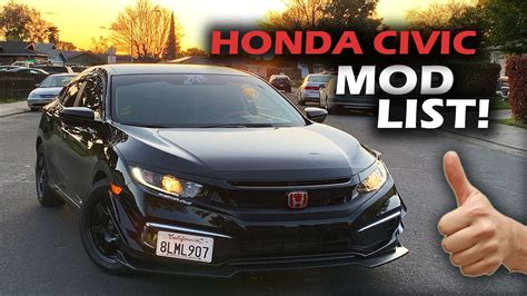 MY 2019 HONDA CIVIC LX MOD LIST! (10th GEN CIVIC MODS) - YouTube