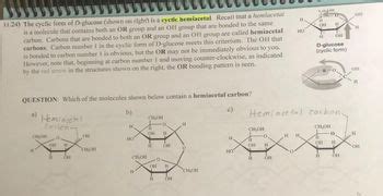 Answered: 11.24) The cyclic form of D-glucose… | bartleby