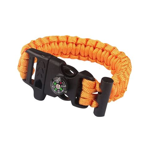 Survival Bracelet with Compass/Whistle Buckle - Orange - Walmart.com