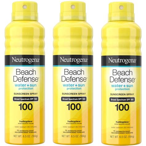 Pack of 3 Neutrogena Beach Defense Body Spray Sunscreen with Broad ...