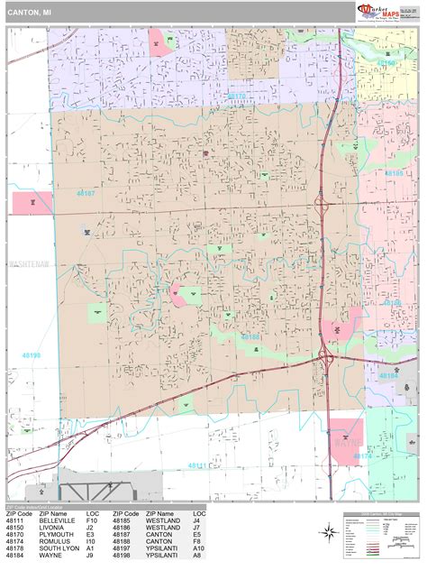 Canton Michigan Wall Map (Premium Style) by MarketMAPS - MapSales.com