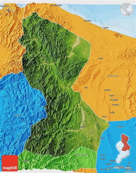 Satellite 3D Map of Kalinga-Apayao, political outside