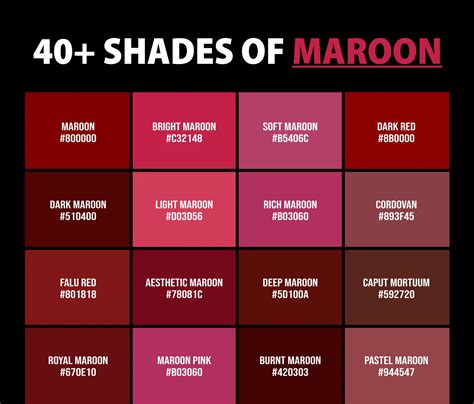 40 Shades Of Maroon Color (Names, HEX, RGB, CMYK Codes)