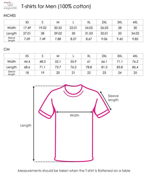 T-shirt Size Chart And Placement SVG T-shirt Size Chart Svg Canada ...