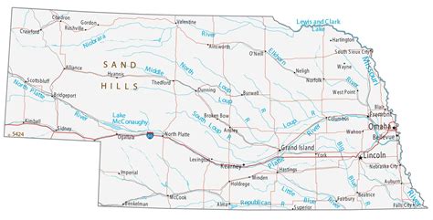 Map of Nebraska - Cities and Roads - GIS Geography