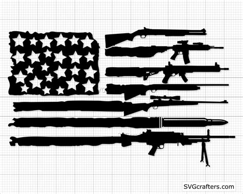 Guns Svg Rifle Flag Svg Grunge Png Dxf Eps Distressed American Flag ...