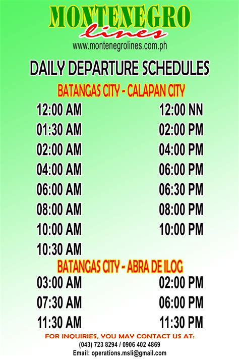 2020 Batangas to Abra de Ilog and v.v.: Montenegro Lines Schedule & Fares