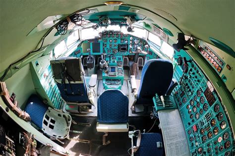 Tupolev Tu-154 cockpit with different generations instruments at the ...