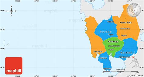 Political Simple Map of Region 3, single color outside