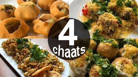 4 Popular Chaat Recipes | PANI PURI / DAHI PURI / SEV PURI / BHEL PURI ...