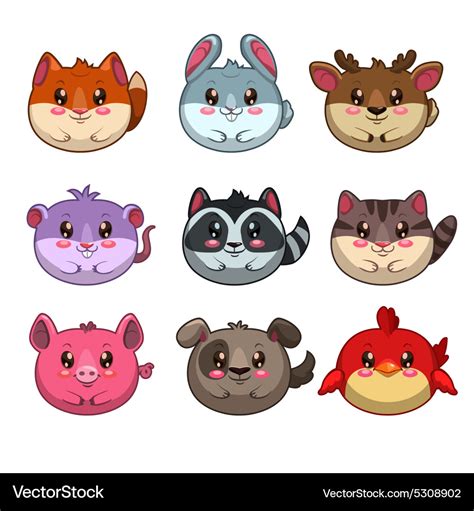 Round animals Royalty Free Vector Image - VectorStock