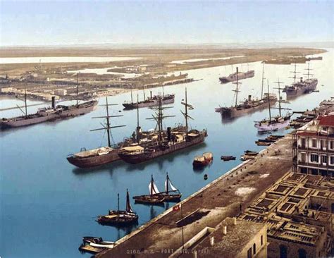 Suez Canal at Port Said in 1890. | Sea pictures, Le port, Suez