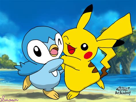 Pokemon Art Academy- Piplup and Pikachu by SusanLucarioFan16 on DeviantArt