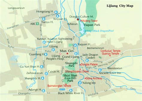 Detailed Tourist Map of Lijiang City, map of Lijiang, Lijiang tour ...