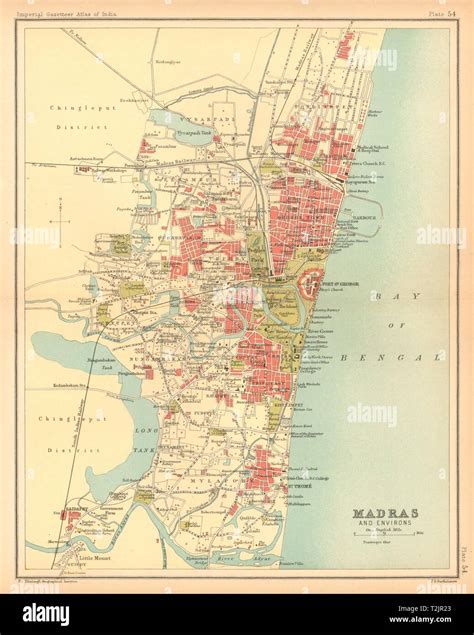 Madras/Chennai town city plan. Key buildings. British India 1909 old ...