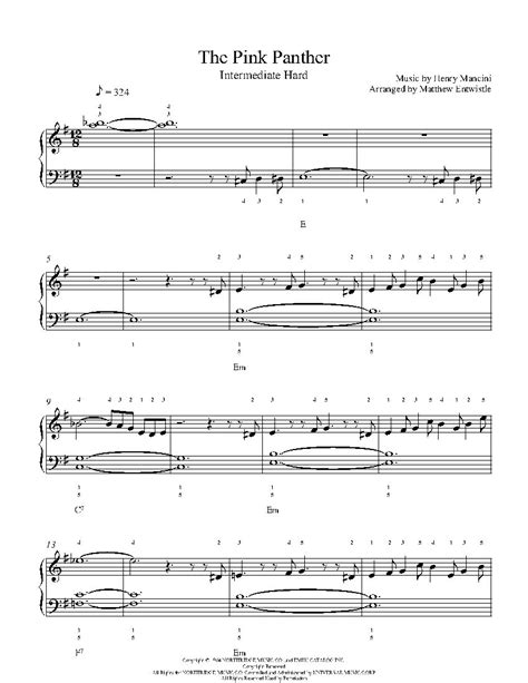 The Pink Panther by Henry Mancini Piano Sheet Music | Intermediate ...