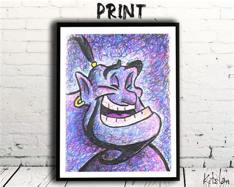 GENIE ALADDIN DRAWING Print Aladdin Art Aladdin Artwork | Etsy