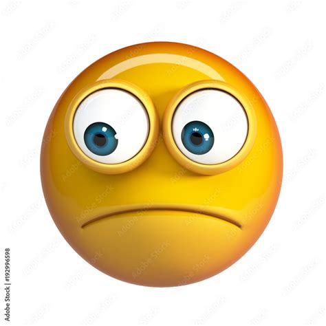 Worried emoji isolated on white background. Concerned emoticon 3d ...