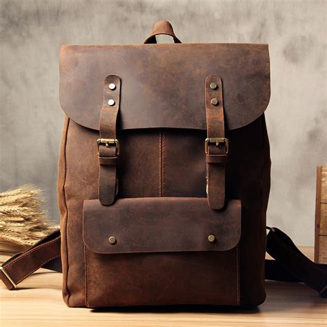 Personalized Leather Backpack Travel Backpack Laptop Backpack Unisex L ...