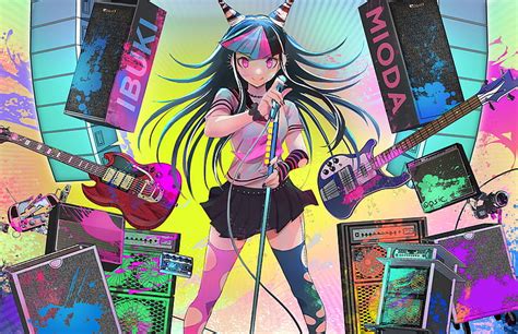 HD wallpaper: armwear, bass, danganronpa, fanart, from, guitar, highs ...