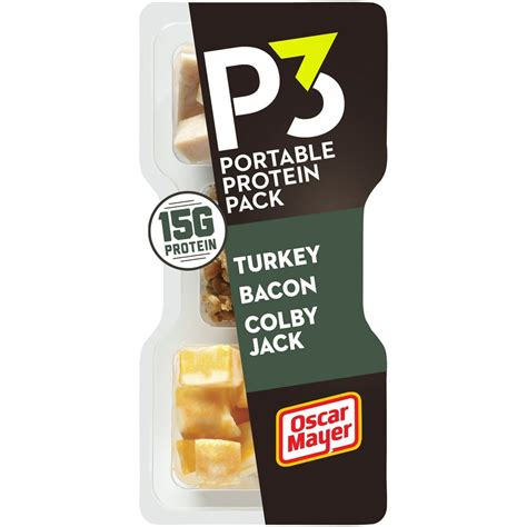 P3 Portable Protein Snack Pack with Turkey, Bacon & Colby Jack Cheese ...