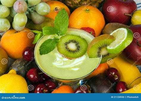 Kiwi Smoothie and Other Fruit Stock Photo - Image of blueberry, kiwi ...