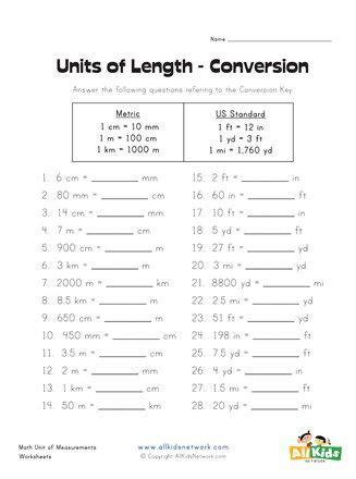 Converting Units of Length Worksheet | All Kids Network | Measurement ...