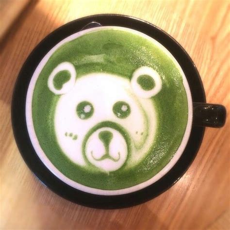 Matcha latte art.