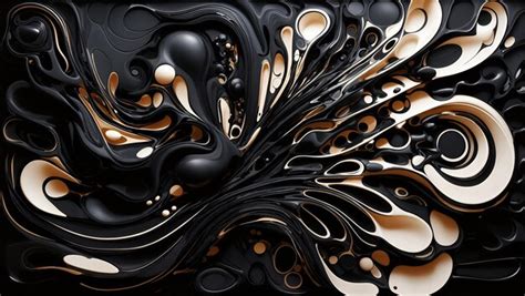 Premium AI Image | Abstract biomorphic painting black color 3d artwork ...