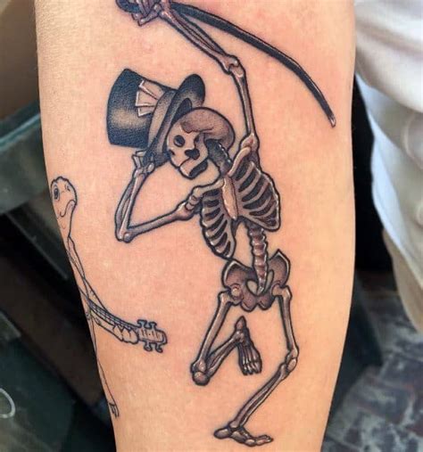 50 Dancing Skeleton Tattoo Ideas For Men - Moving Bone Designs