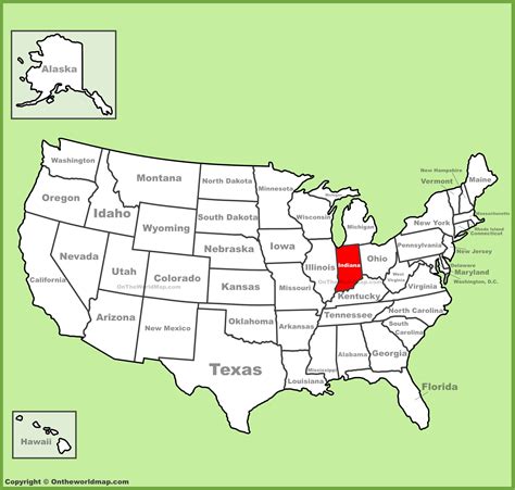 Indiana location on the U.S. Map - Ontheworldmap.com