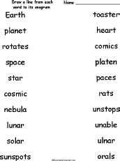 Astronomy Anagrams -- Activities and Worksheets: EnchantedLearning.com