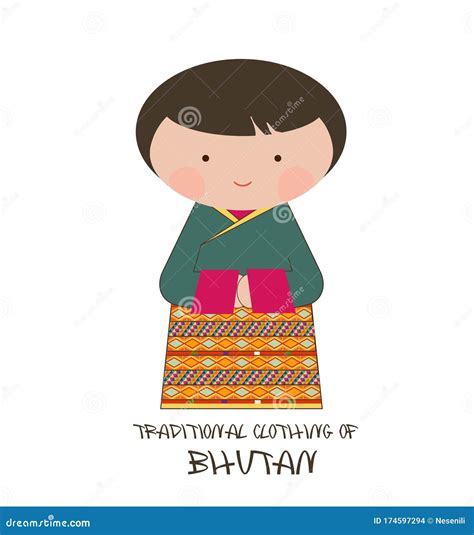 Traditional Clothing of Bhutan, Kira Stock Illustration - Illustration ...