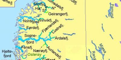 Norway fjords map - Map of Norway showing fjords (Northern Europe - Europe)