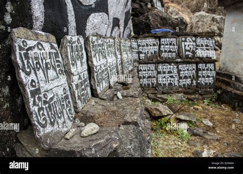 Nachipang Nepal Mani Wall in the village of Nachipang, Solukhumbu Stock ...