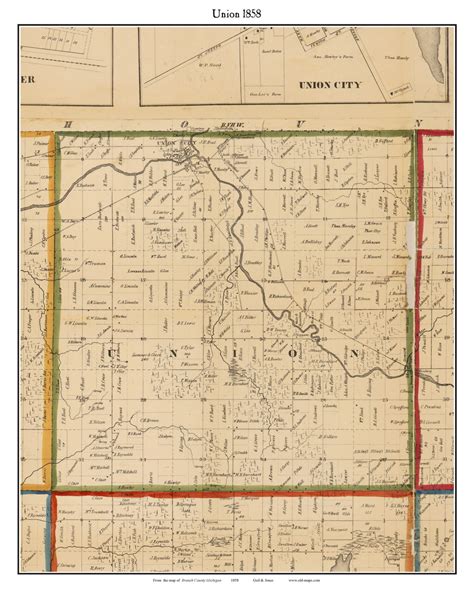 Union, Michigan 1858 Old Town Map Custom Print - Branch Co. - OLD MAPS