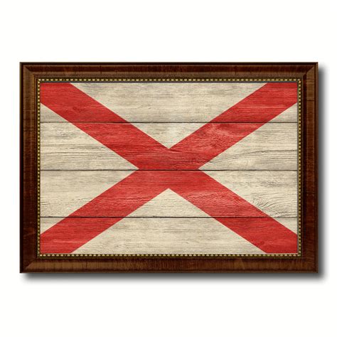 Alabama State Flag Texture Canvas Print with Brown Picture Frame Gifts ...